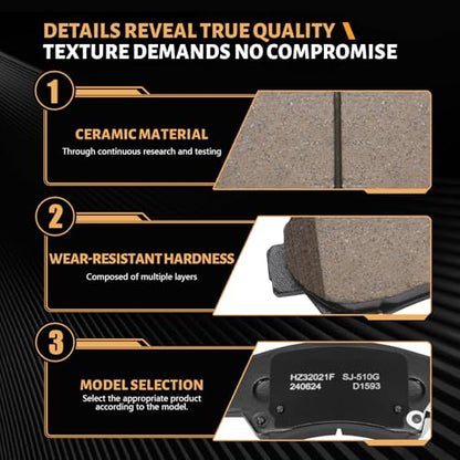 D1593 Front Ceramic Brake Pads Kit Fit For Hyundai Accent 2012-2017, For Kia Rio 2012-2017 - style: HZ1593