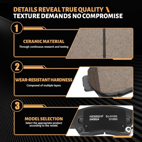 D1593 Front Ceramic Brake Pads Kit Fit For Hyundai Accent 2012-2017, For Kia Rio 2012-2017 - style: HZ1593