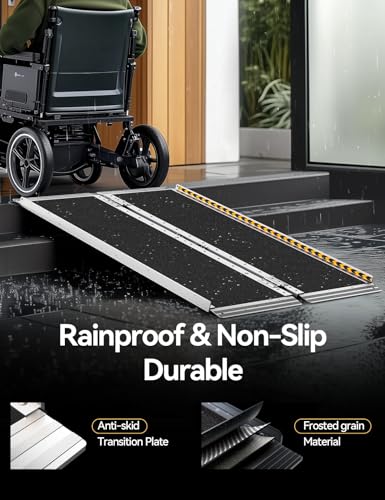 FACHNUO 3FT Portable Wheelchair Ramp for Home Steps, Non-Skid Aluminum Ramp - size: 3FT(Using height 3-9'')
