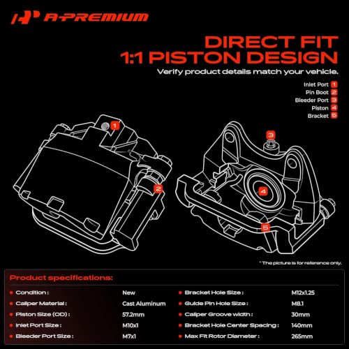 A-Premium Front Right Passenger Disc Brake Caliper with Bracket - style: Front Passenger Side