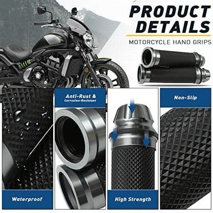 DREAMIZER 2Pcs Motorcycle Handle Grips Rubber Handlebars Universal 22mm Anti-Skid Rubber Handlebars Motorbike - Grey - color: Grey