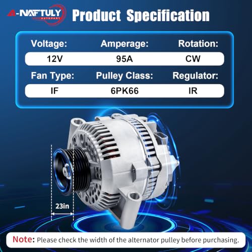Alternator Replacement for Ford Ranger F150 E150 Explorer Escort Aerostar Bronco Pickup 2.3 2.3L 3.0L 4.0L 5.0L 5.8L 1992 1993 1994 1995 1996 1997, F07F-10300-AA F07U-10300-AA AFD0012