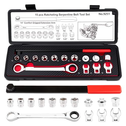 15PCS Serpentine Belt Tool Kit, Premium CR-V Alloy Steel