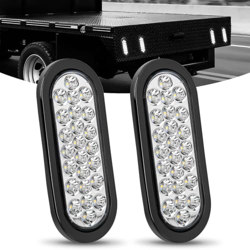 Nilight 6" Oval Trailer Tail Light 2PCS White 24LED Reverse Lights - color: 2Pcs White 24Led Lights