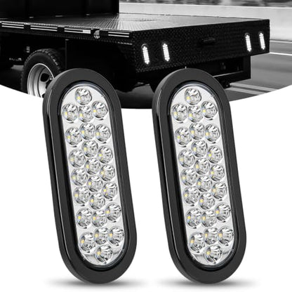 Nilight 6" Oval Trailer Tail Light 2PCS White 24LED Reverse Lights - color: 2Pcs White 24Led Lights