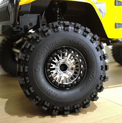 198g Super Heavy Duty 2.2 Beadlock Wheel Rims for 1/10 RC Crawle (Silver Black) - color: Silver Black