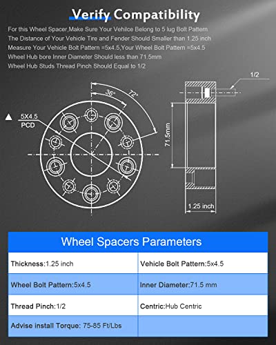 ECCPP 2PCS 1.25in 5x4.5 Wheel Spacers for Jeep Liberty 2002-2013