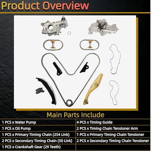 Timing Chain Kit with Water & Oil Pump for Ford Lincoln 3.5L 3.7L 11-19