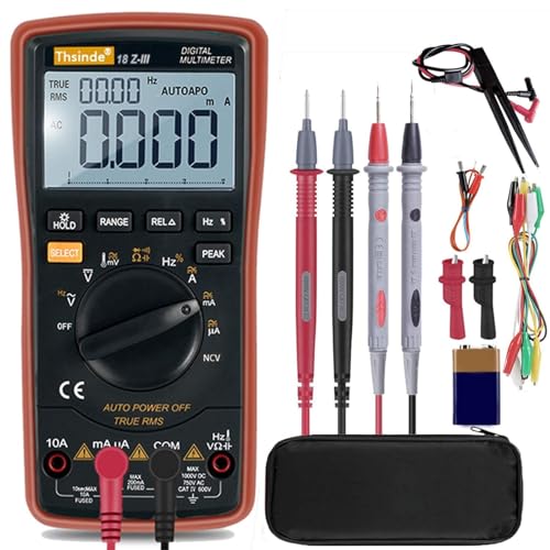 Auto-Range Digital Multimeter 20000 Counts 4 1/2 DC AC Resistance Capacitance Peak Hold True RMS NCV Diode Tester - color: 4 1/2