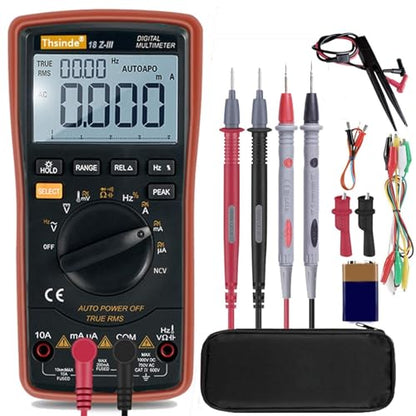 Auto-Range Digital Multimeter 20000 Counts 4 1/2 DC AC Resistance Capacitance Peak Hold True RMS NCV Diode Tester - color: 4 1/2