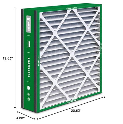 Filterbuy 20x20x5 Air Filter MERV 8 Dust & Allergy Defense (2-Pack) - style: 20x20x5 (Actual: 19.63 x 20.63 x 4.88)