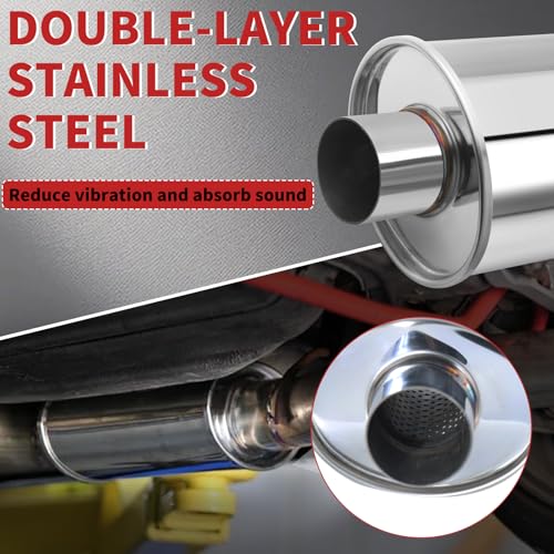 LCGP 2.5 inch Ultra Quiet Resonator, 304 Stainless Steel Resonator 2.5", 2.5'' Inlet & Outlet 14" Overall Length Universal Muffler High Performance resonator, Oval Muffler Shape, Silver - size: 2.5"