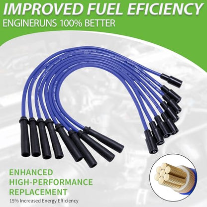 Set of 8PCS Ignition Spark Plug Wires 671-8173 & 16 Iridium Spark Plugs Compatible with Ford F150 F250 F350 Super Duty V8 6.2L, 2010 2011 2012 2013 2014 2015# CC3Z-12286-A CC3Z12286D WR-6138 - size: 671-8173