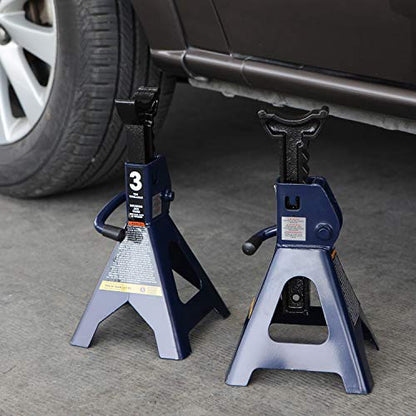 TCE Steel 3 Ton Jack Stands, Lifting Range 11.2"-16.7", 1 Pair - size: 3t normal