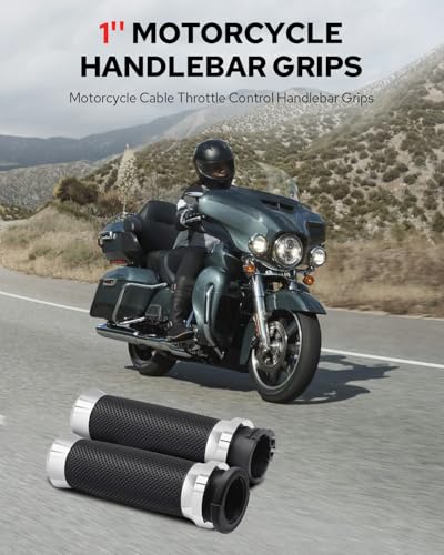 Motorcycle Hand Grips Handlebar Grips Cable Throttle Fit for Harley ’02-’17 VRSC, ’96-Later XL, ’08-’13 XR, ’96-’17 Dyna (Except FXDLS), ’96-’07 Touring - color: Chorme