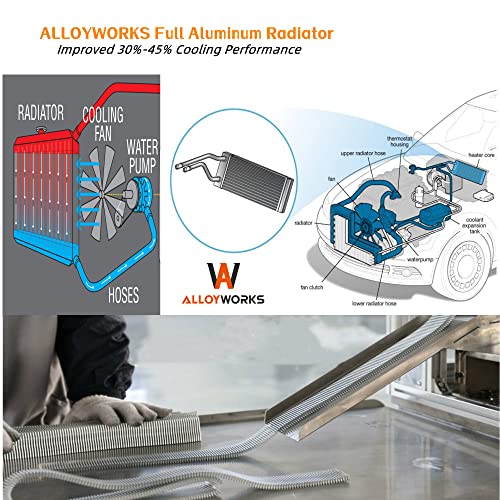 ALLOYWORKS 4 Row Full Aluminum Radiator For 2008 2009 2010 Ford F-250 F350 F450 6.4L V8 Turbo Powerstroke Diesel Automotive Replacement Radiators Manual Automatic Transmission Crossflow Radiator