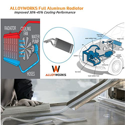 ALLOYWORKS 4 Row Full Aluminum Radiator For 2008 2009 2010 Ford F-250 F350 F450 6.4L V8 Turbo Powerstroke Diesel Automotive Replacement Radiators Manual Automatic Transmission Crossflow Radiator