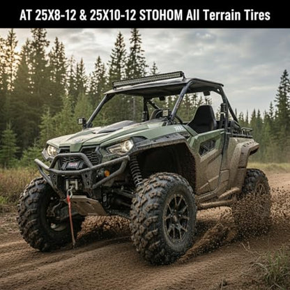 2PCS AT25X8-12 Heavy Duty 6PR ATV/UTV All-Terrain Tubeless Tires – Off-Road, Puncture Resistant, High Load, All Terrain Tires 20mm Tread Depth 25x8x12- for Mud, Sand, Trail, Rock – Tubeless - size: DAV110 25X8-12