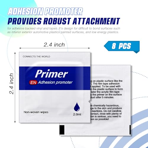 Nuanchu 8 Pcs Adhesion Promoter, High Performance Adhesion Promoter for Plastic, Double Tape Primer Increase for Automotive Molding Tape