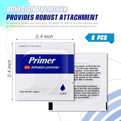 Nuanchu 8 Pcs Adhesion Promoter, High Performance Adhesion Promoter for Plastic, Double Tape Primer Increase for Automotive Molding Tape