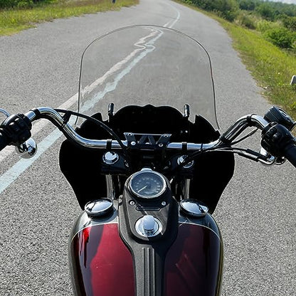 TCMT Front Fairing + 15" Windscreen Fits For Harley Dyna Street Fat Bob Wide Glide (Gloss Black+Clear) - color: Gloss Black(Clear Shield), size: Fairing Kit