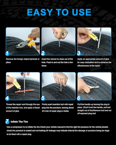 Tire Repair Kit with Plugs, Tire Plug Kit Heavy Duty Professional for Car, ATV, Motorcycle, Truck, Flat Tire Emergency Repair (Boxed Type - 16 PCs) - style: Boxed Type - 16 PCs