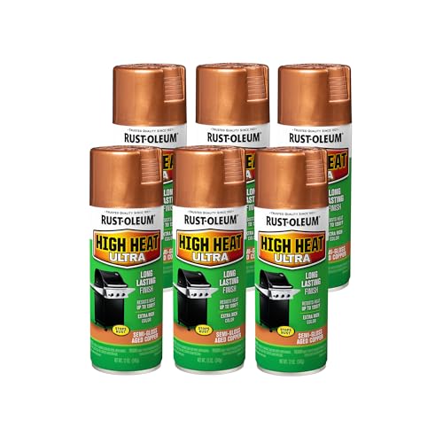 Rust-Oleum High Heat Ultra Aged Copper Spray Paint - color: Aged Copper, size: 12 Ounce (Pack of 6)