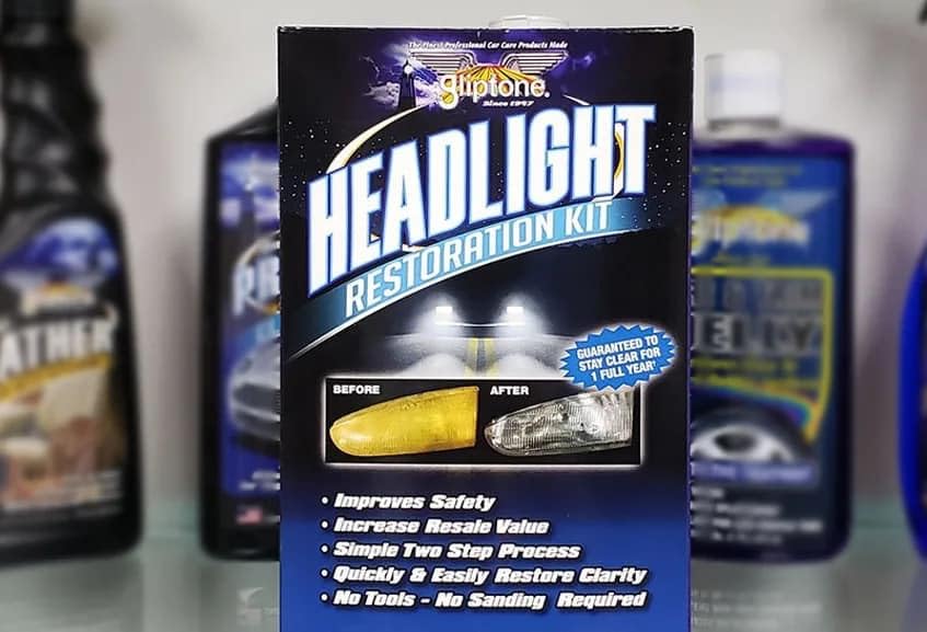 Gliptone Headlight Restoration Kit, Restores 4 Headlights, Guaranteed, Easy 2 Step Process, 7 Piece Kit, No Sanding or Tools Required