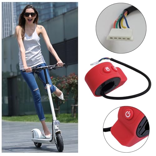 Universal Electric Car Throttle - 5V Thumb Throttle for HX-X6 / X7 / X8 Scooter ABS Silicone Accelerator Pedal Speed Control Integrated Switch - color: Red