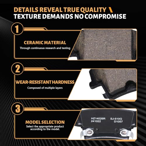 D1057 Rear Ceramic Brake Pads Kit Fit For Chrysler 300 2005-2020, For Dodge Avenger 2014, For Magnum 2005-2008, For Charger 2006-2020, Challenger 2009-2018, 2020 - style: HZ1057