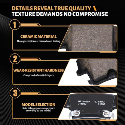 D1057 Rear Ceramic Brake Pads Kit Fit For Chrysler 300 2005-2020, For Dodge Avenger 2014, For Magnum 2005-2008, For Charger 2006-2020, Challenger 2009-2018, 2020 - style: HZ1057