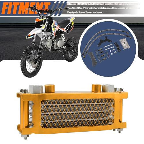 Motorcycle Oil Cooler,Engine Cooling Radiator Compatible with 50cc 70cc 90cc 110cc 125cc 140cc ATV Go Kart Off Road-Gold - color: Gold
