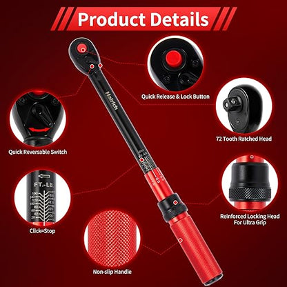 Hairich torque wrench 1/2, 10-170ft.lb/13.6-230Nm, ±3% HIGH PRECISION - size: 1/2" 10-170 FT.LB