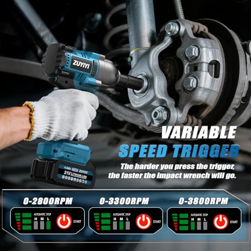 1/2" Cordless Impact Wrench, 1600N.m High Torque Power Impact Gun