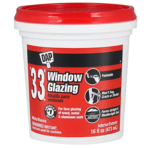 DAP '33' Window Glazing, White, 16 Oz (7079812121) - size: 16 oz