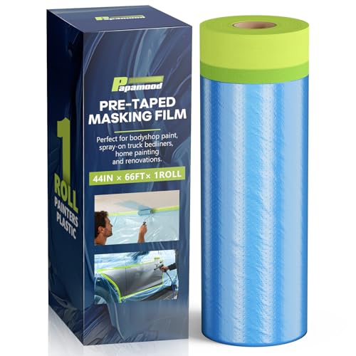 Pre-Taped Automotive Masking Film for Painting - 44" x 66', 1 Roll - color: Blue, size: 1 Roll of 44" x 66'