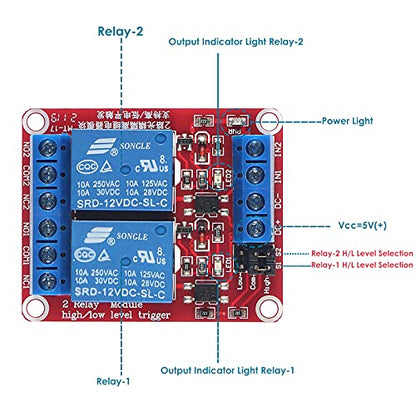 4pcs DC 12V Relay Module 2 Channel Relay Board with Optocoupler Support High or Low Level Trigger - size: 2 Channel - 12V