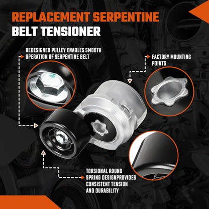 Belt Tensioner Assembly with Pulley Fit for Honda Accord 2008-2012, Crosstour 2012-2015 & Acura TSX 2009-2014, 2.4L, Replace# 31170R40A01, 31170RLFJ01 - size: 31170R40A01