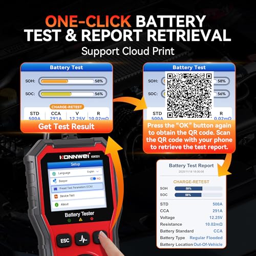 KONNWEI KW331 6V 12V 24V Car Battery Tester with Cloud Report