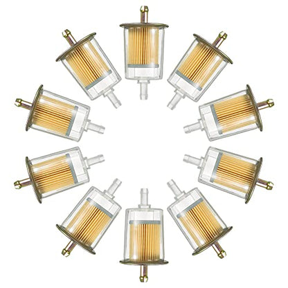 5/16" Universal Fuel Filters Industrial Tractors Cars Trucks Motorcycles Gas Powered Engine Inline Gas Fuel Line 10 Pack