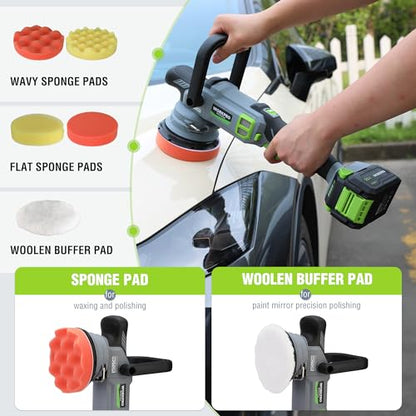 WORKPRO 20V Cordless Car Buffer Polisher Kit with 4.0Ah Battery, 7-Speed