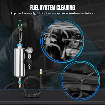 Fuel Injector Cleaner Tool Kit,C80 Disassembly-Free Automotive Fuel Injector Cleaner Machine,1000ML 150PSI Fuel Injection Systems Cleaning Tools with Various Adapters for Gasoline Injectors - size: C80