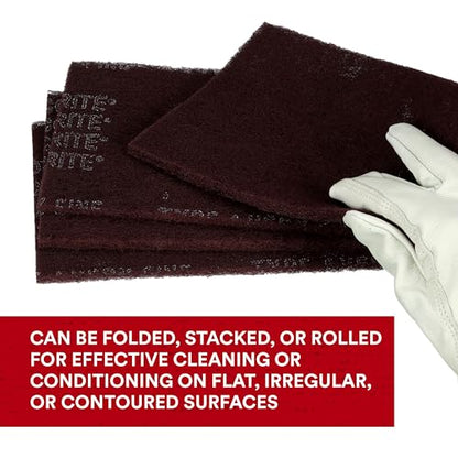 3M Scotch-Brite General Purpose 7447 Hand Pad, Very Fine Grade, 6 in x 9 in, Pack of 30, Aluminum Oxide, Surface Preparation, Scuffing, Blending, Cleaning, Maroon