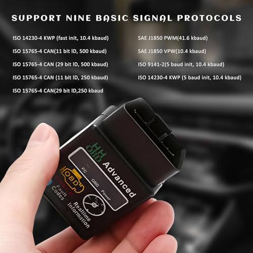 OBD2 Bluetooth Scanner for Car, Wireless OBDII Auto Engine Fault Code Reader Scan Tool w/Exclusive App, Universal Professional Vehicle OBD2 Diagnostic Tester for Phone & PC