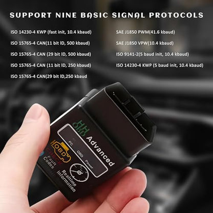 OBD2 Bluetooth Scanner for Car, Wireless OBDII Auto Engine Fault Code Reader Scan Tool w/Exclusive App, Universal Professional Vehicle OBD2 Diagnostic Tester for Phone & PC