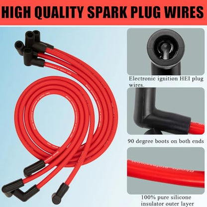 HOOTO High Performance 10.5mm Spark Plug Wires Set Fit for HEI BBC SBC 350 454 383 Electronic