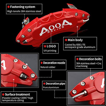 AOOA Aluminum Red Caliper Covers White Character Fits 10 Gen Accord Hybird (set of 4) - color: red