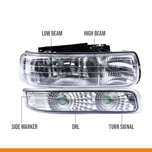 G-PLUS Headlights Compatible with Chevy Silverado 1999 2000 2001 2002 - size: [Clear] 1999-2002 Silverado