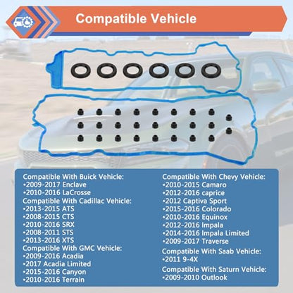 Engine Valve Cover Gasket Set Fit for Buick Cadillac Chevy GMC Vehicle