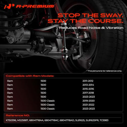 A-Premium Rear Sway Bar Link Stabilizer Bar Link, Compatible with Ram